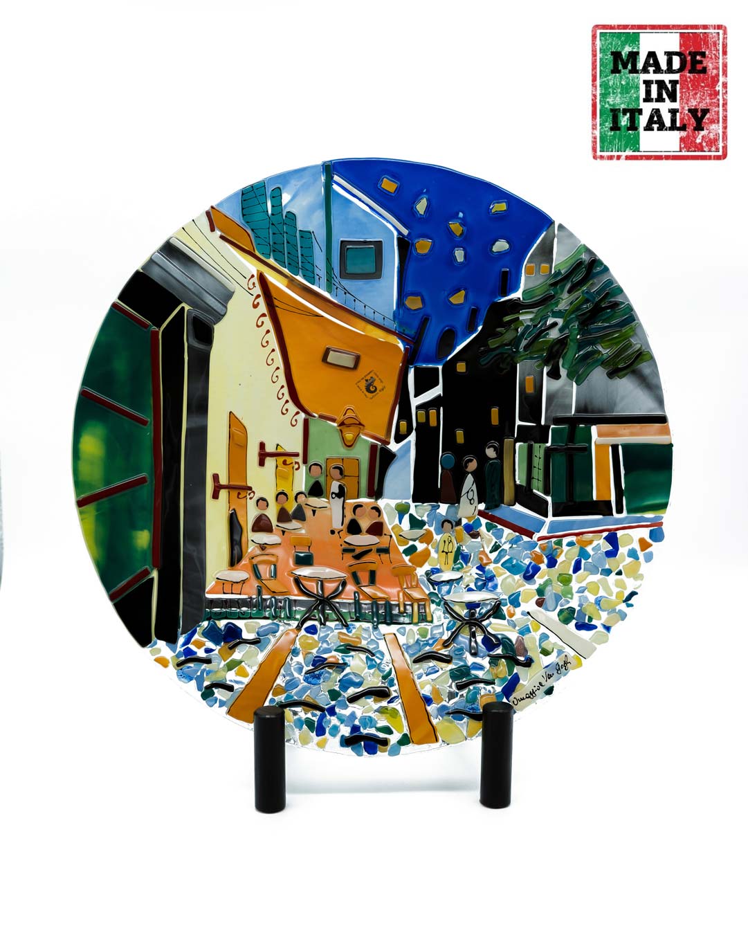 Sebino Glass | Round Plate S | "The Caffè terrace at night" Collection