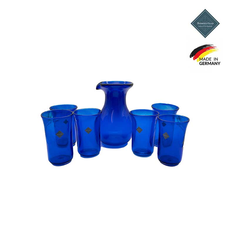 STERNEN GLAS | Decanter with Tall Glasses | Blue Set